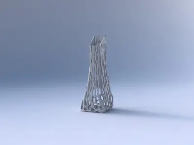 Vase squeezed and bent rectangle with faceted organic lattice 3D print model