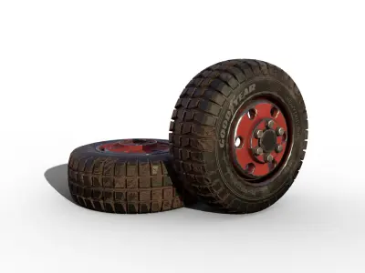 Rubber Tire with Rim Low-poly 3D model