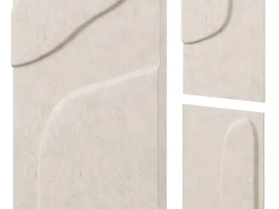 Mirta beige papier mache wall hangings by Kave home 3D model