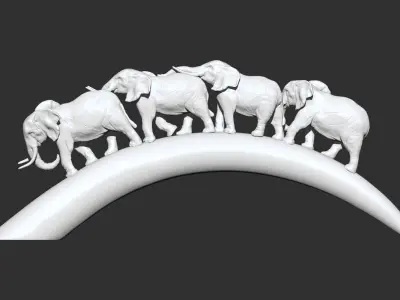 Carved Ivory Elephant Bridge 3d printable model tusk V2 3D print model