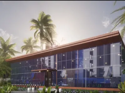 Glass Building Office  Restaurant  WarehouseDetail Interior Low-poly 3D model