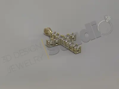 Luxury briliant christian gem cross 3d model 3D print model