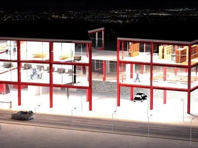 Steel building Free 3D model