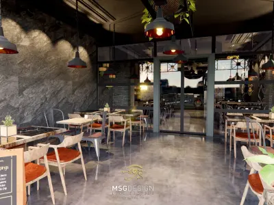 Burger House Restaurant Interior Design model 3D model