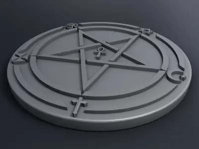 Medallion inverted pentagram 3D print model