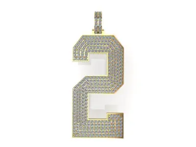 2 Number Pave Pendant 1264 3D print model
