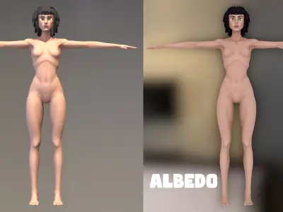 Paint Poly - Base Female Character - GameReady Low-poly 3D model