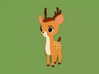Stylized Toon Deer Low-poly 3D model
