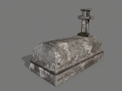 Tombstone set Low-poly 3D model
