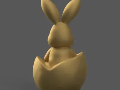 Cute Easter Bunny in Egg 3D STL Model for Decoration 3D print model