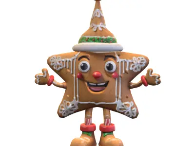 Gingerbread Star Low-poly 3D model