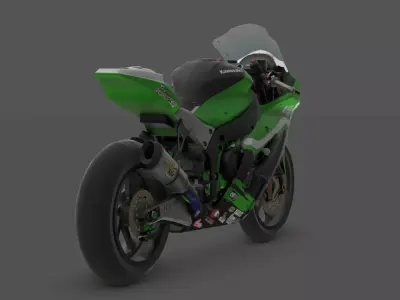 Kawasaki ZX-10R  Superb Racing Bike 3D Model Low-poly 3D model