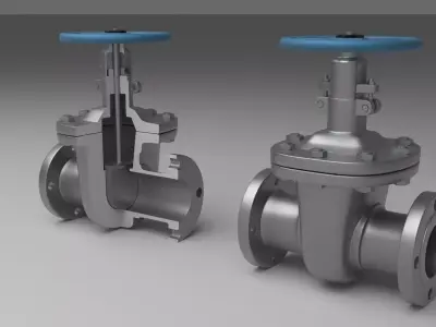 Flanged Gate Valve 3D Model with Interior Mechanical Details 3D model