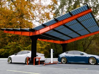 Y Type 2x2 Car Solar Carport 3D model