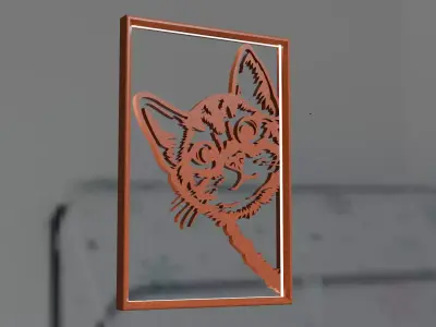 Peeking Cat 3D Wall Art - Decorative Laser Cut Panel Low-poly 3D model