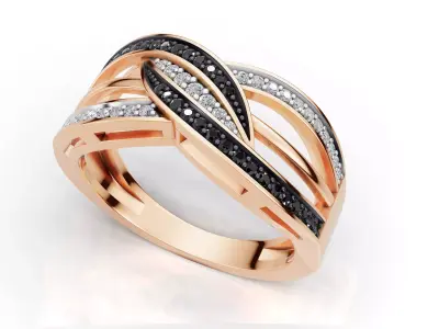 AV 725 Diamond Swirl Crossover Ring for Women 3D print model