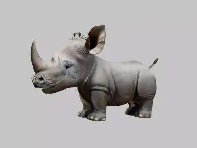 Realistic Baby Rhino 3D Model Low-poly 3D model