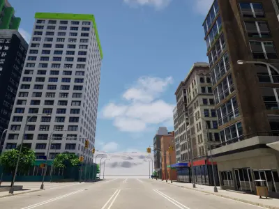 City Downtown Skyscraper Street - Unreal - Lot 06 Low-poly 3D model
