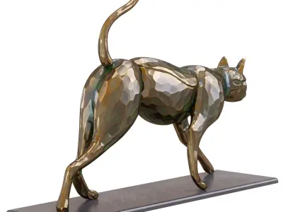 Cat statue Low-poly 3D model