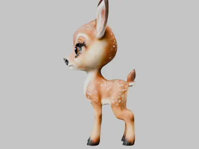 Realistic Bambi Baby Deer Fawn 3D Model Low-poly 3D model