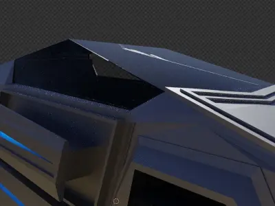 Floating Futuristic Car based on Tesla Cybertruck Free low-poly 3D model