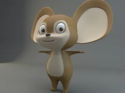 Cartoon Mouse Low-poly 3D model 2