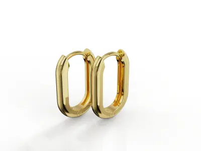 OVAL HUGGIE EARRINGS WITH DIAMONDS AND PLAIN ONE 3D print model