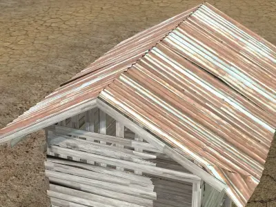  Old wooden house for the poor 3D model