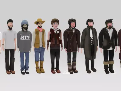 Character  pack Man 02  Rigged  Low-poly 3D model