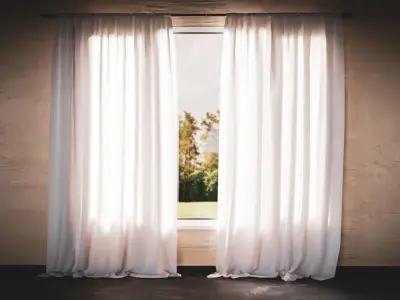 Curtain pair of curtains 3D model