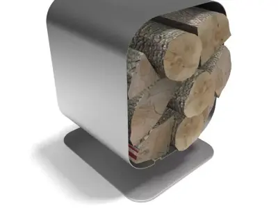 Fireplace utensils and wineglasses 3D model