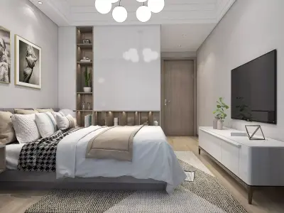 Home Modern bedroom decoration villa 3D model