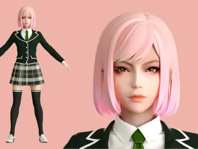 jk girl high school girl cool girl 3D model