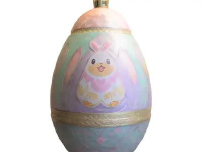 Decorative Fantasy Egg with Bunny Ornament Low-poly 3D model