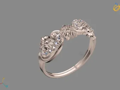 Womens Diamond Signet Ring Women Rings 3dmodels 3D print model 3D print model 10