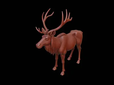 Elk Animal Sculpture 3D print model