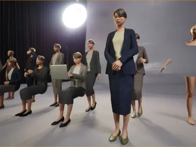 Modular Character - Asian Business Woman - FK2 Low-poly 3D model