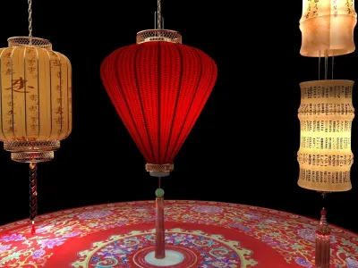 Chinese red lantern 3D model 20