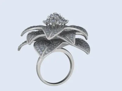 Flower Ring and Earrings set 53685 3D print model