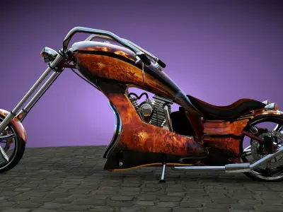 CHOPPER CUSTOM FIRE  HARLEY DAVIDSON  3D model