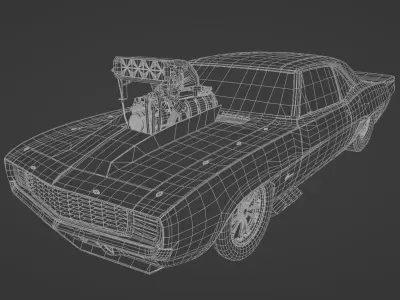 Camaro SS 1969 Drag Racing Car Low-poly 3D model