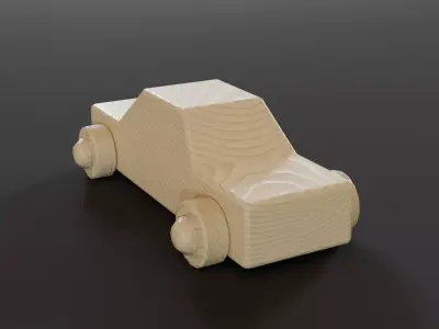 Wooden Toy Car Low-poly 3D model