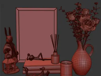 rose flower and rabbit lantern 3D model