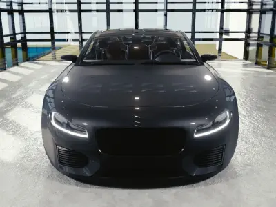 BLENDER EEVEE Brandless Mid Size 2 door coupe Low-poly 3D model