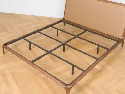 Double bed Vidor Double Bed genuine leather Genuine Cappuccino Low-poly 3D model