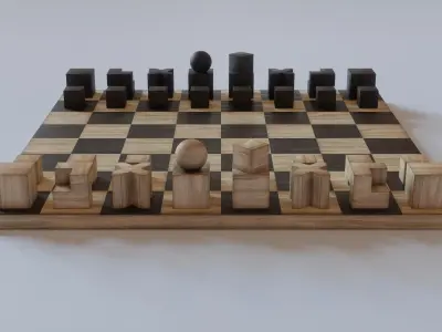 Bauhaus Chess Low-poly 3D model