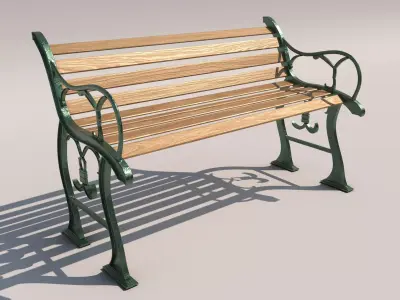 Garden Bench 01 Low-poly 3D model