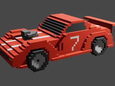 Voxel race car for you games Low-poly 3D model