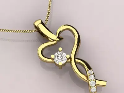 Heart pendent with diamonds 3D print model