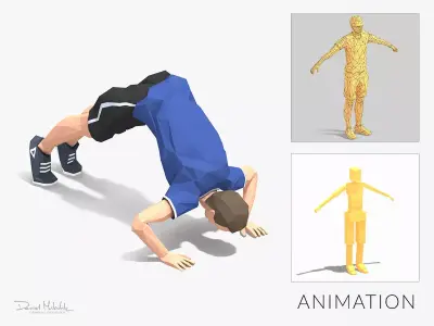 Pike Pushups  Exercise Man Animation Low-poly 3D model